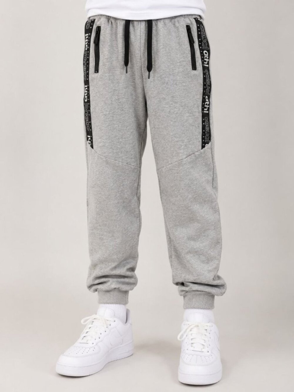 H&M Boys Gray Fleece Jogger Sweatpants Size 12 Gray Casual Athl Zip Pockets